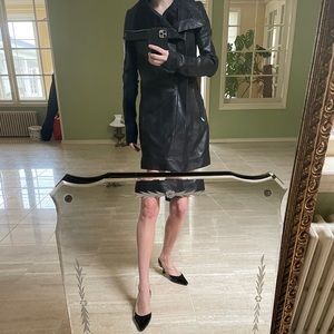 Rick Owens long black leather coat